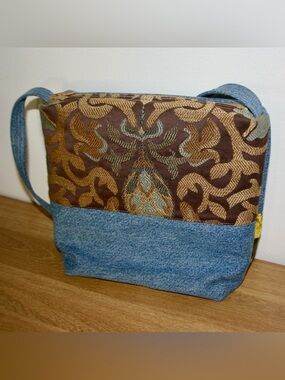 Brown & Blue Patterned Crossbody Bag